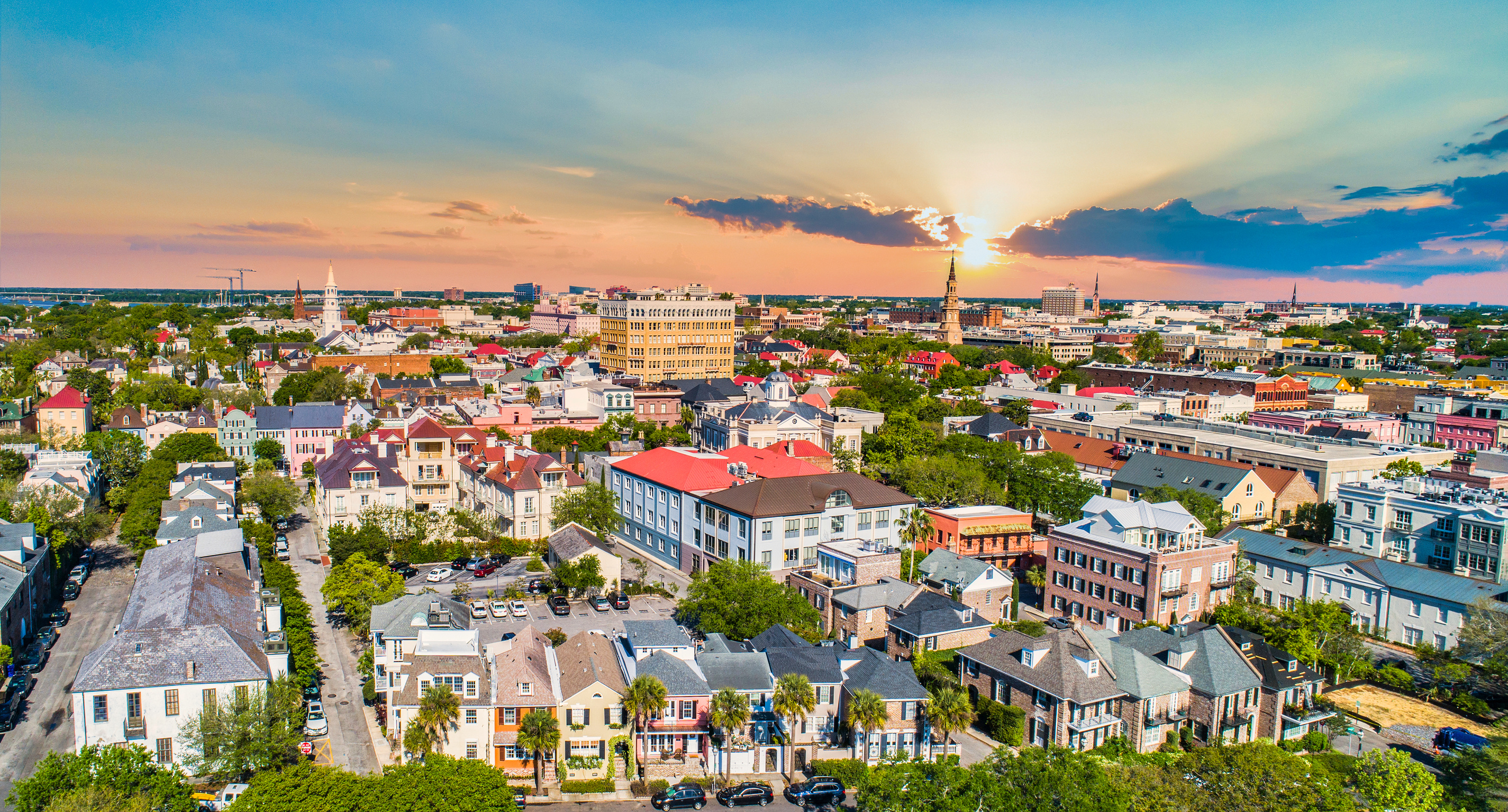 Downtown Charleston South Carolina Skyline Aerial